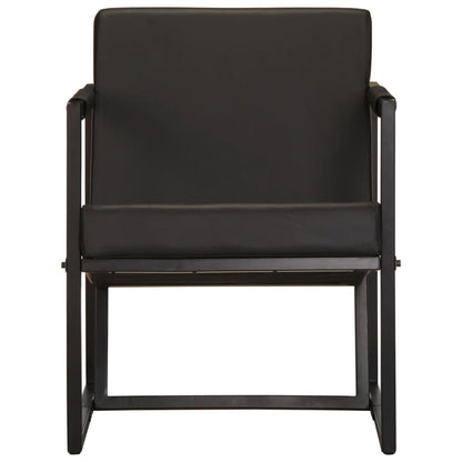 vidaXL Sessel Schwarz Echtleder
