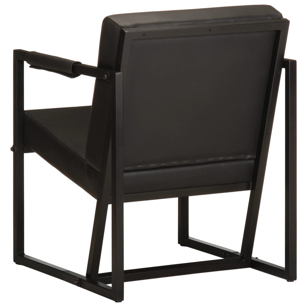 vidaXL Sessel Schwarz Echtleder