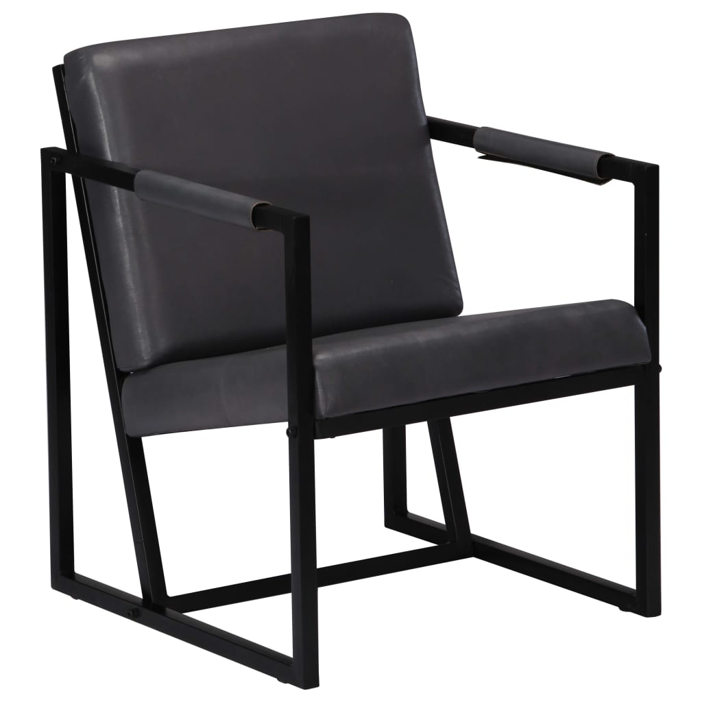 vidaXL Sessel Grau Echtleder