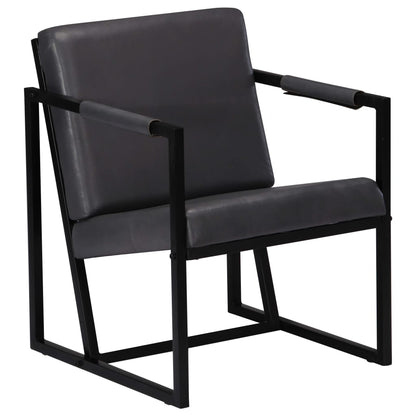 vidaXL Sessel Grau Echtleder