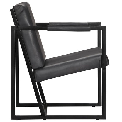 vidaXL Sessel Grau Echtleder