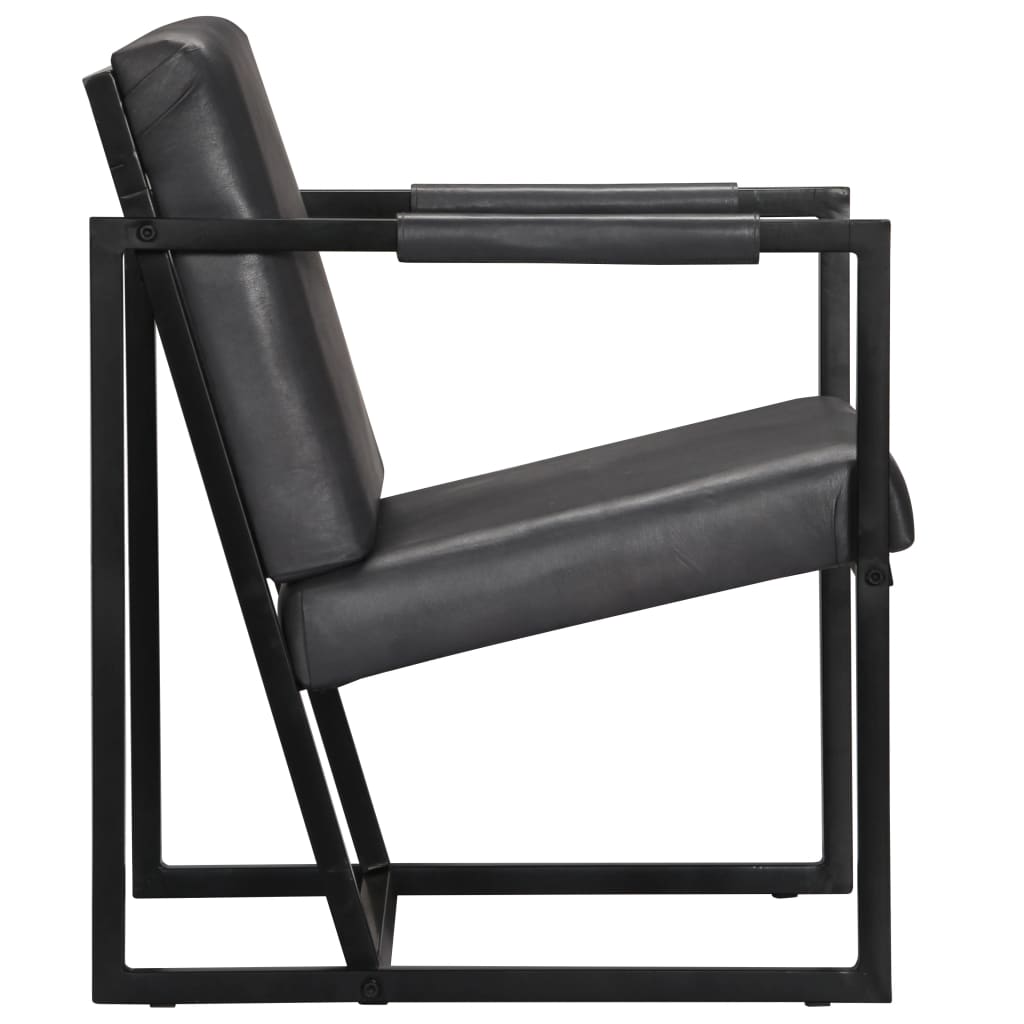 vidaXL Sessel Grau Echtleder