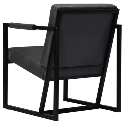 vidaXL Sessel Grau Echtleder