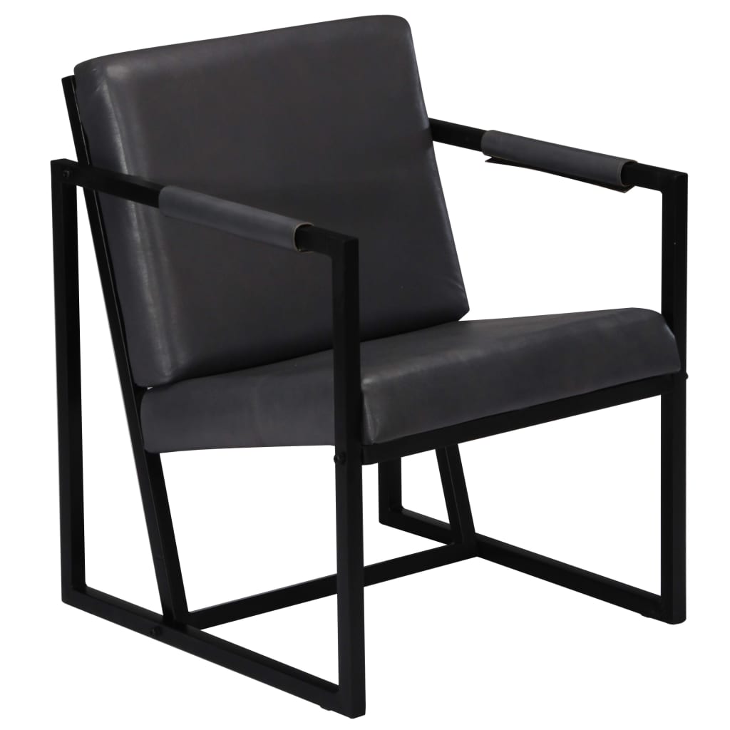 vidaXL Sessel Grau Echtleder
