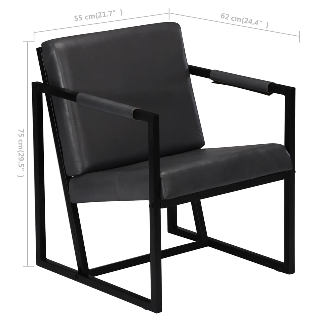 vidaXL Sessel Grau Echtleder