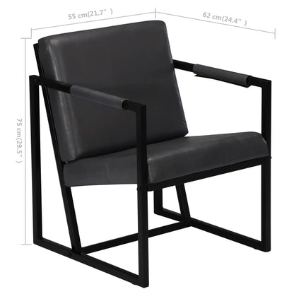 vidaXL Sessel Grau Echtleder