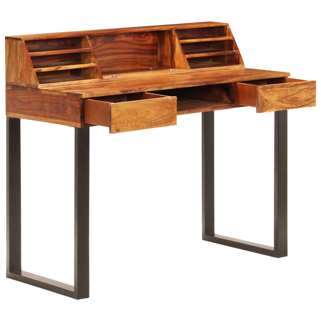 vidaXL Schreibtisch 110 x 50 x 94 cm Massivholz Akazie und Stahl
