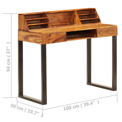 vidaXL Schreibtisch 110 x 50 x 94 cm Massivholz Akazie und Stahl
