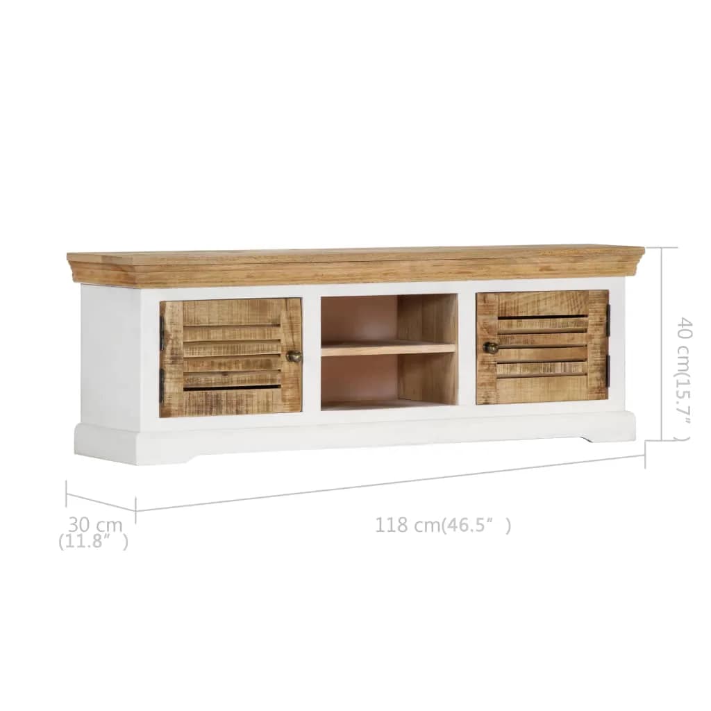 vidaXL Meuble TV 118x30x40 cm Bois de manguier massif