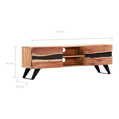 vidaXL Meuble TV 140x30x45 cm Bois d'acacia massif