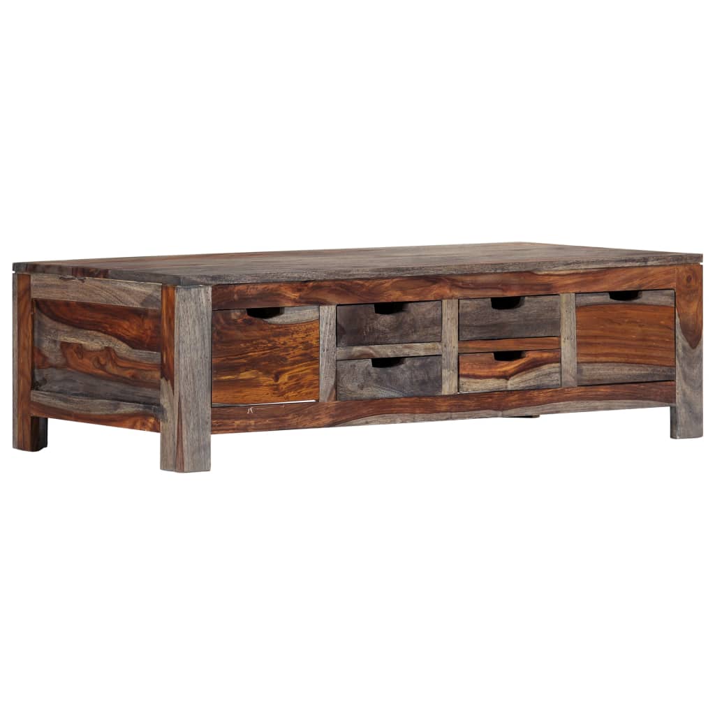 vidaXL Couchtisch Grau 100x50x30 cm Massivholz Akazie