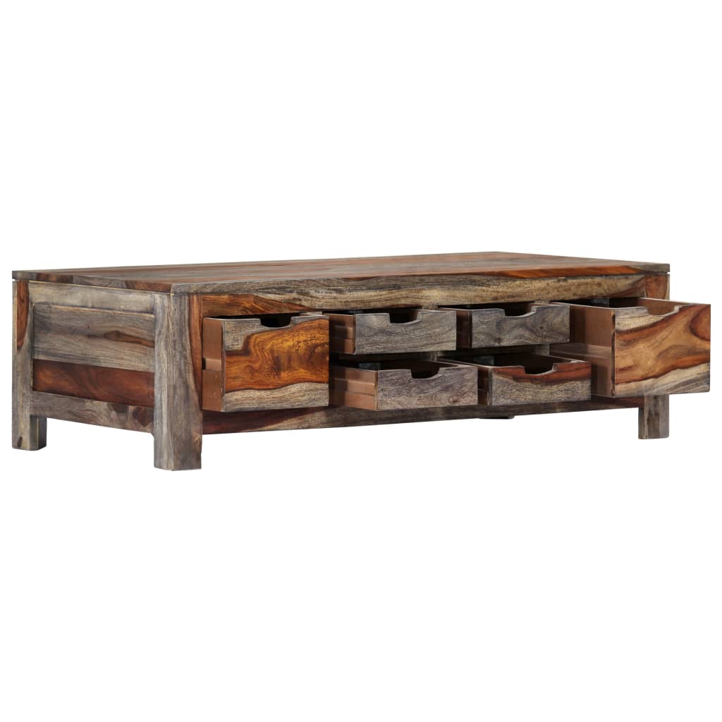 vidaXL Couchtisch Grau 100x50x30 cm Massivholz Akazie