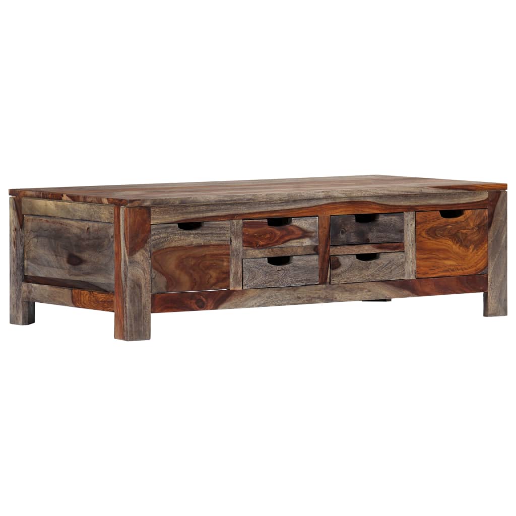 vidaXL Couchtisch Grau 100x50x30 cm Massivholz Akazie