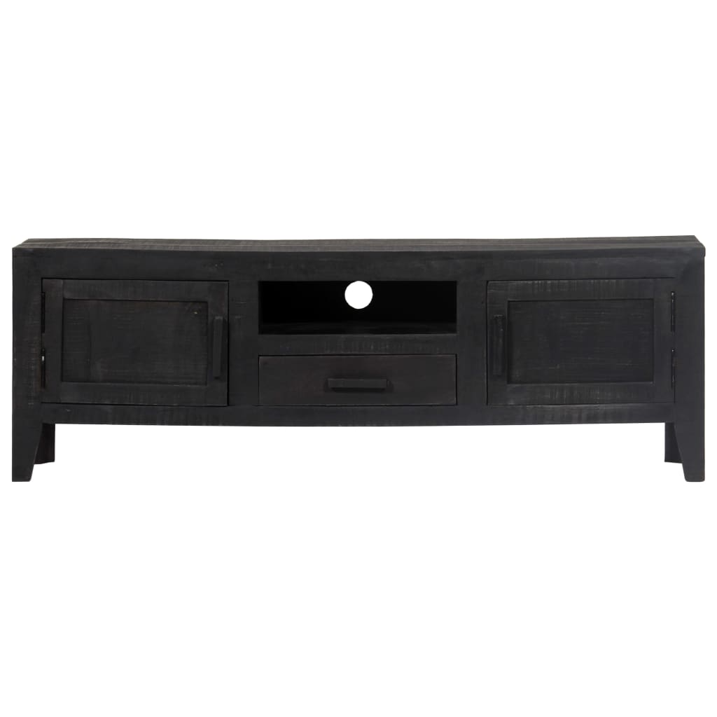 vidaXL Meuble TV Noir 118x30x40 cm Bois de manguier massif