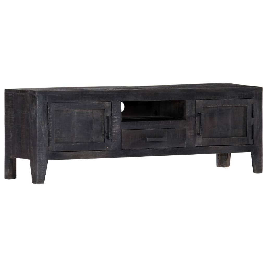 vidaXL Meuble TV Noir 118x30x40 cm Bois de manguier massif