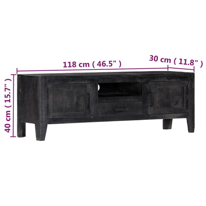 vidaXL Meuble TV Noir 118x30x40 cm Bois de manguier massif