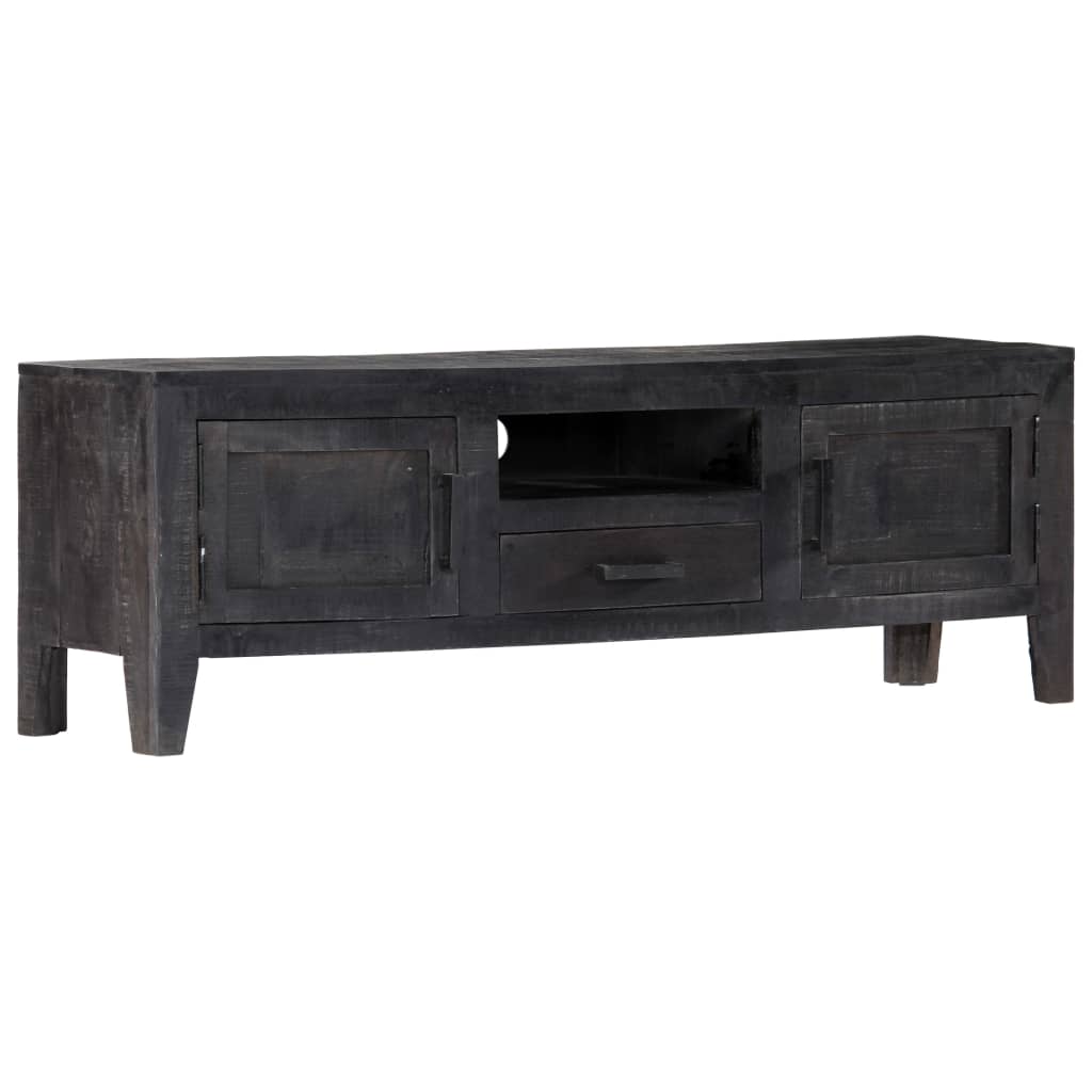 vidaXL Meuble TV Noir 118x30x40 cm Bois de manguier massif