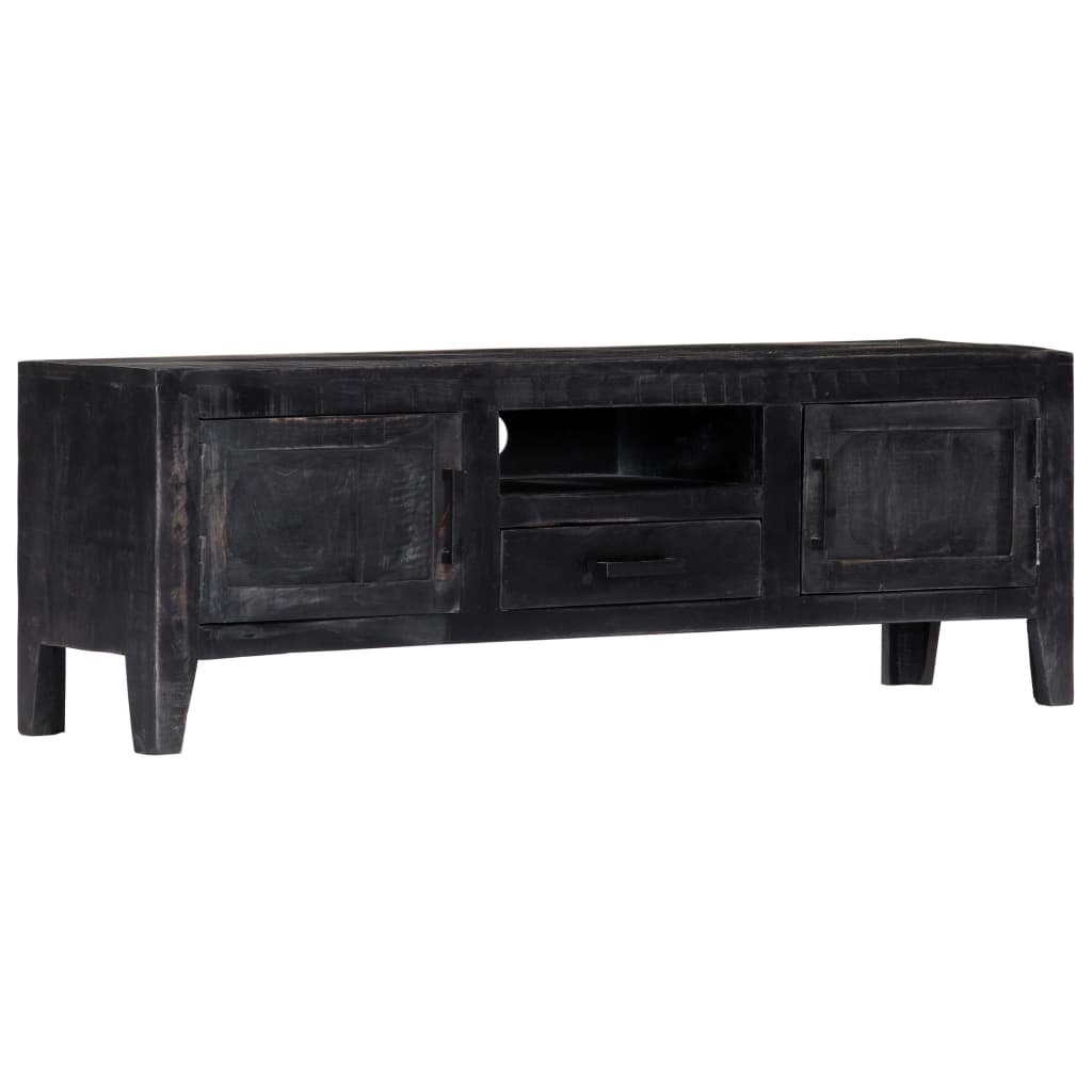 vidaXL Meuble TV Noir 118x30x40 cm Bois de manguier massif
