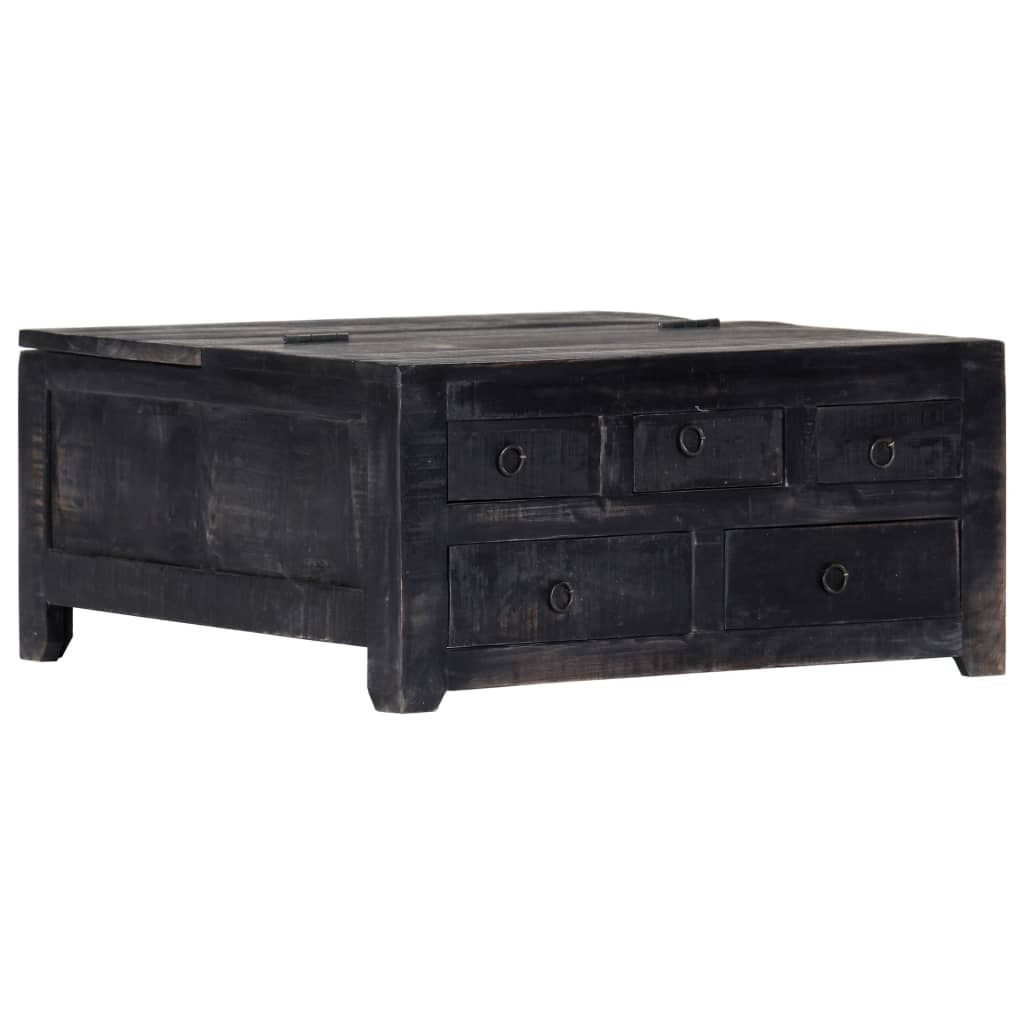 vidaXL Table basse noire 65x65x30 cm Bois de manguier massif