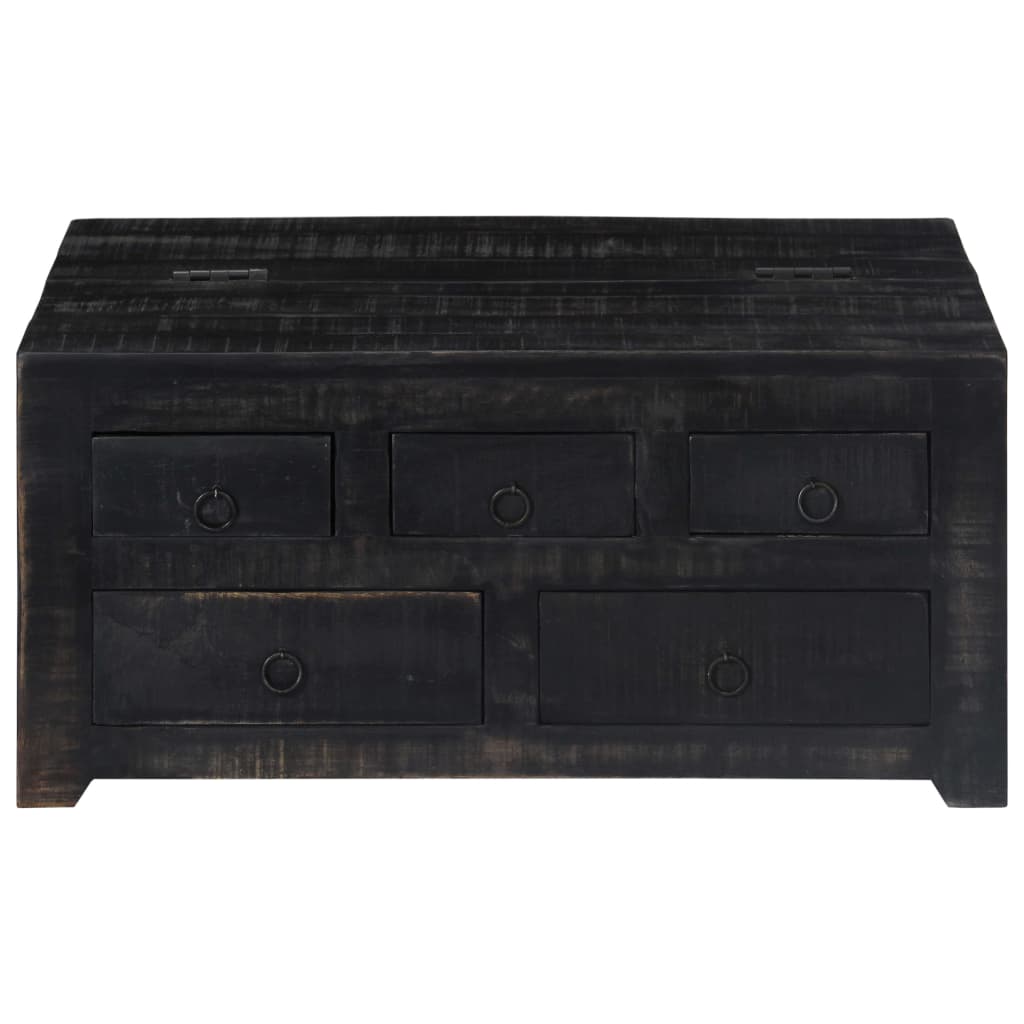 vidaXL Table basse noire 65x65x30 cm Bois de manguier massif