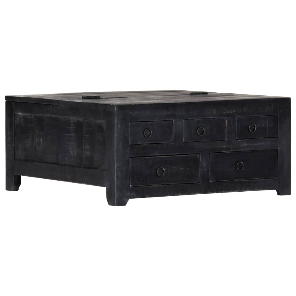 vidaXL Table basse noire 65x65x30 cm Bois de manguier massif