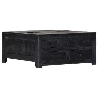 vidaXL Table basse noire 65x65x30 cm Bois de manguier massif