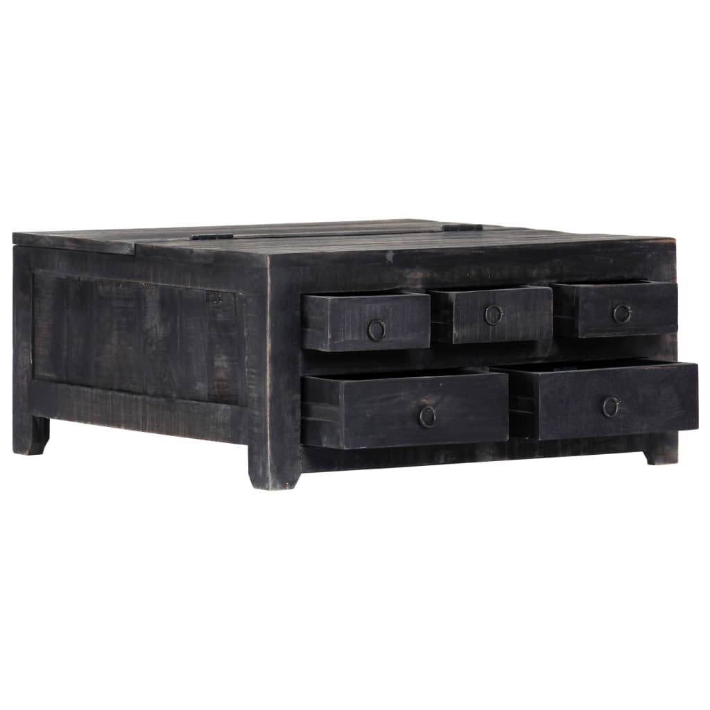 vidaXL Table basse noire 65x65x30 cm Bois de manguier massif