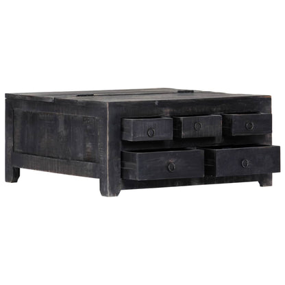 vidaXL Table basse noire 65x65x30 cm Bois de manguier massif