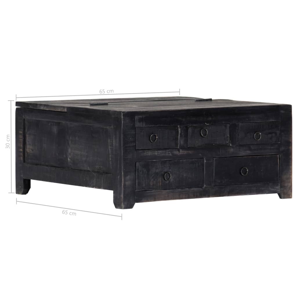 vidaXL Table basse noire 65x65x30 cm Bois de manguier massif
