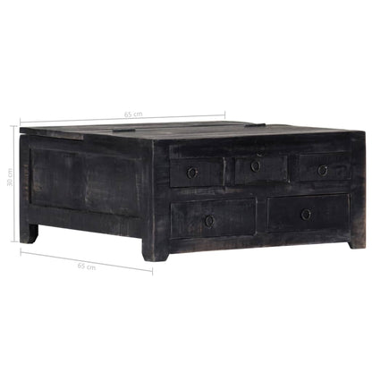 vidaXL Table basse noire 65x65x30 cm Bois de manguier massif
