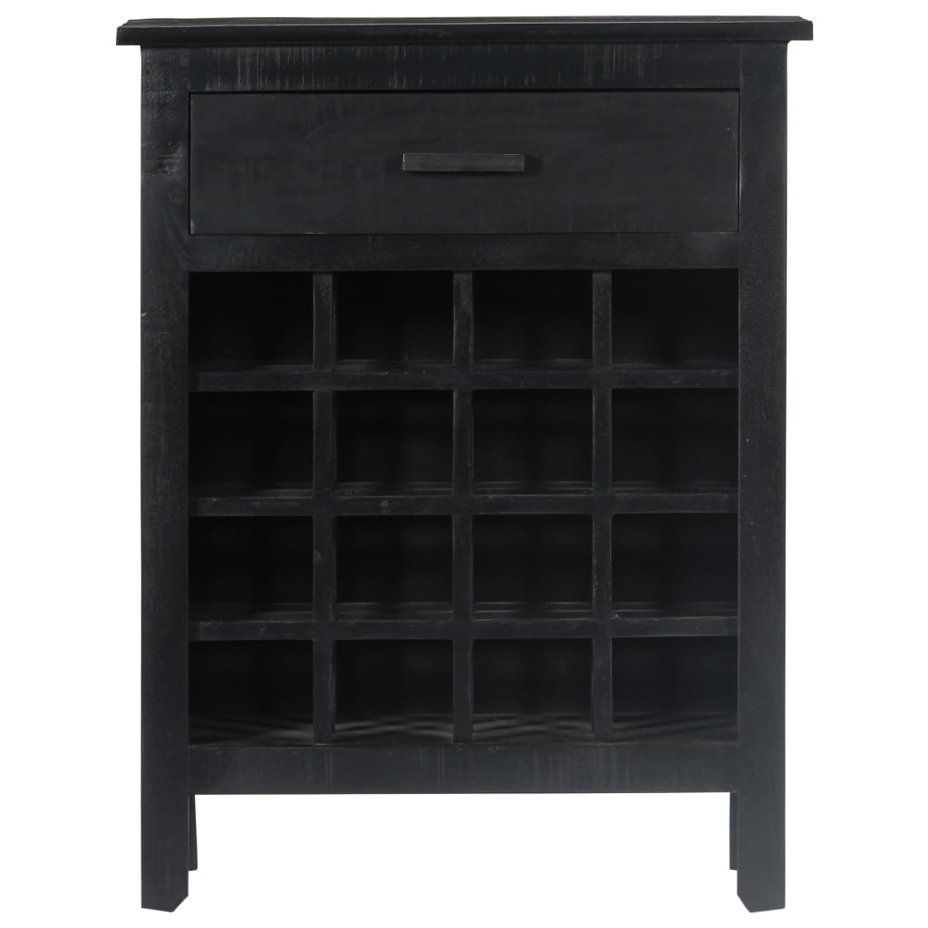 vidaXL Casier à vin noir 56 x 35 x 75 cm en bois de manguier massif