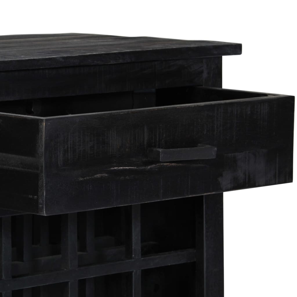 vidaXL Casier à vin noir 56 x 35 x 75 cm en bois de manguier massif
