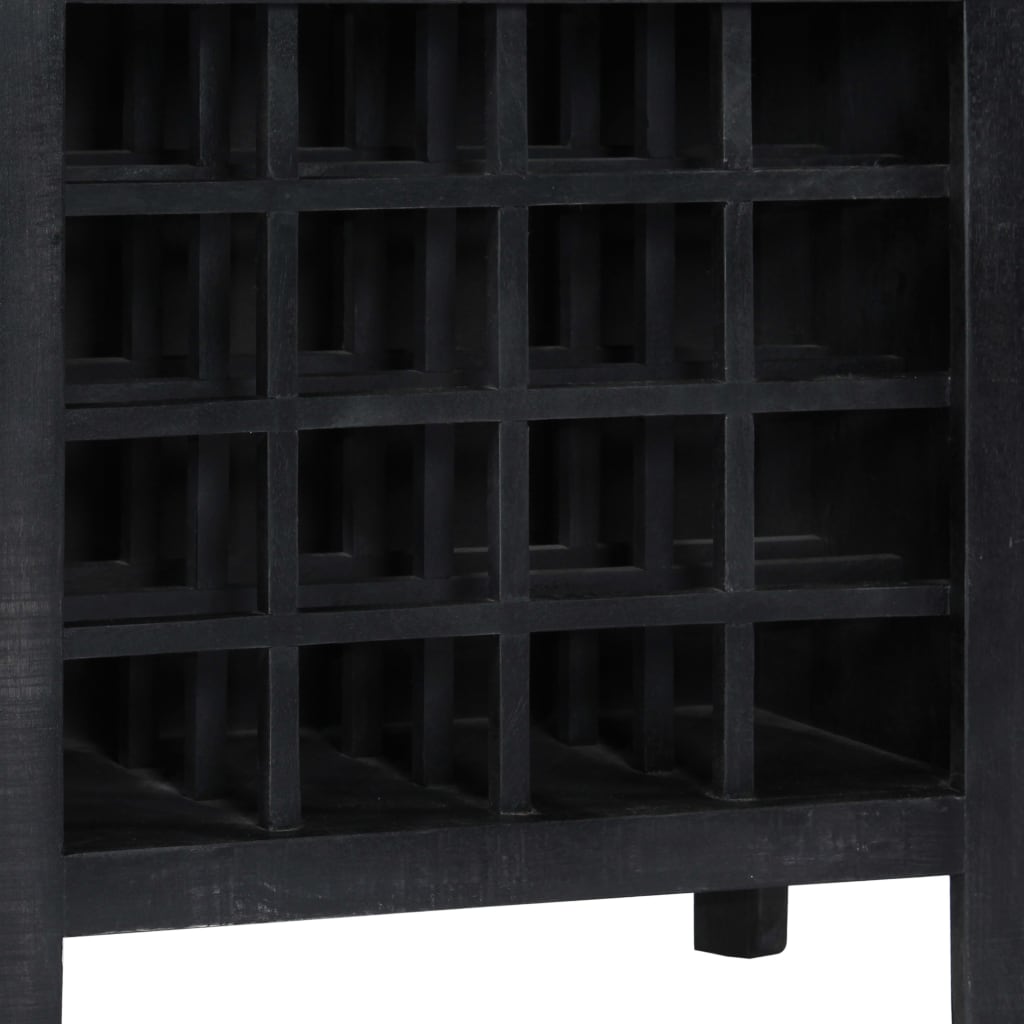 vidaXL Casier à vin noir 56 x 35 x 75 cm en bois de manguier massif