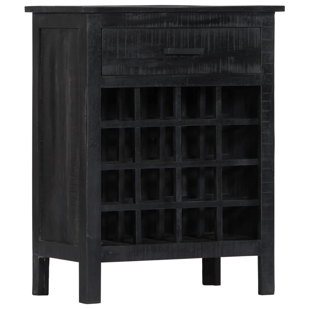 vidaXL Casier à vin noir 56 x 35 x 75 cm en bois de manguier massif