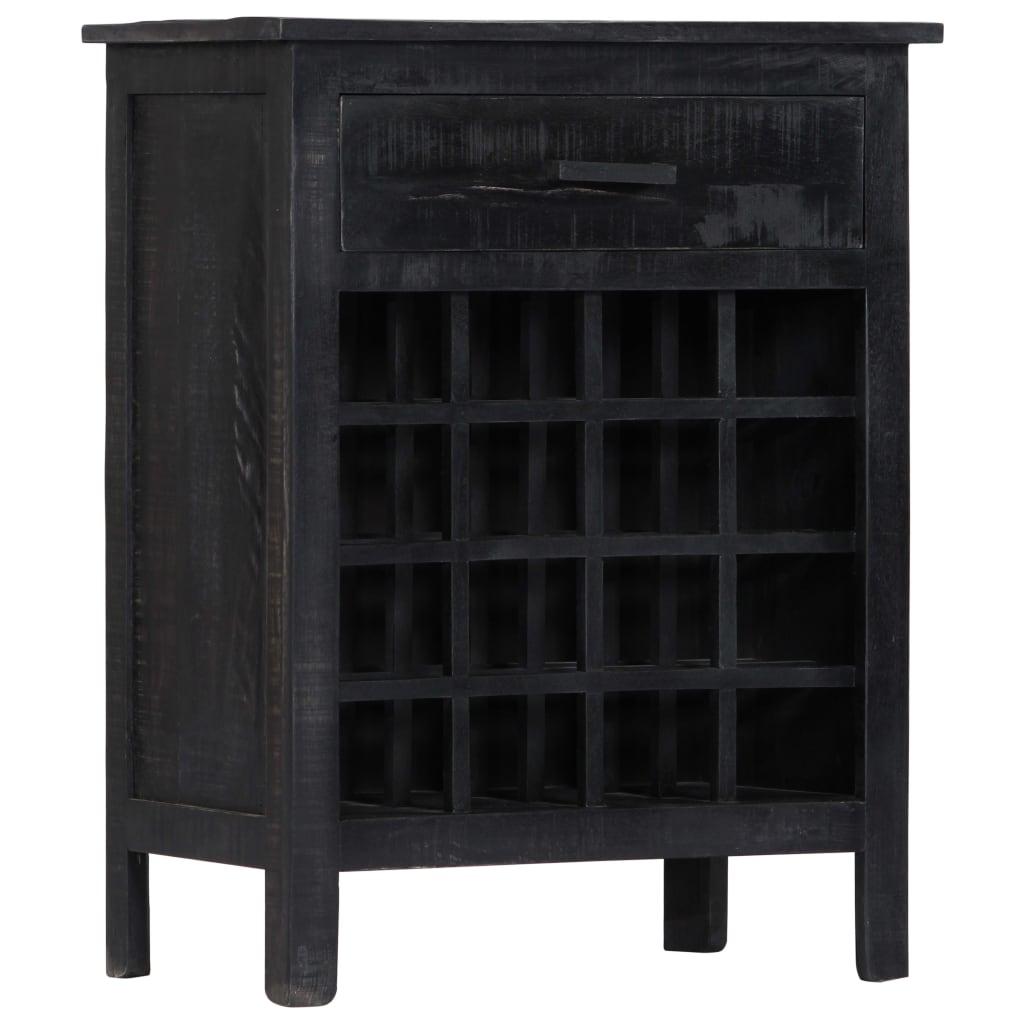 vidaXL Casier à vin noir 56 x 35 x 75 cm en bois de manguier massif