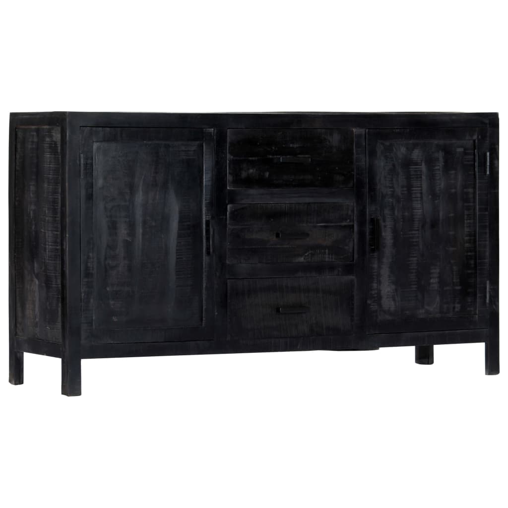 vidaXL Sideboard Schwarz 147x40x80 cm Massivholz Mango
