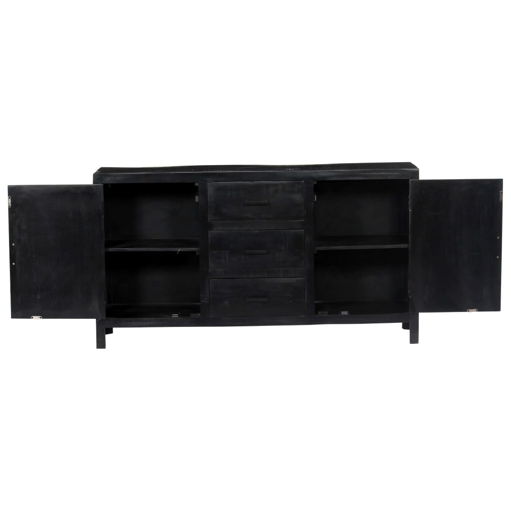vidaXL Sideboard Schwarz 147x40x80 cm Massivholz Mango