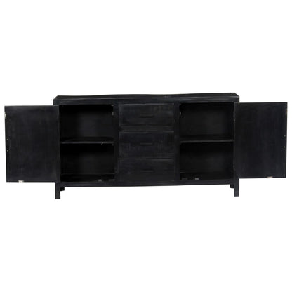 vidaXL Sideboard Schwarz 147x40x80 cm Massivholz Mango