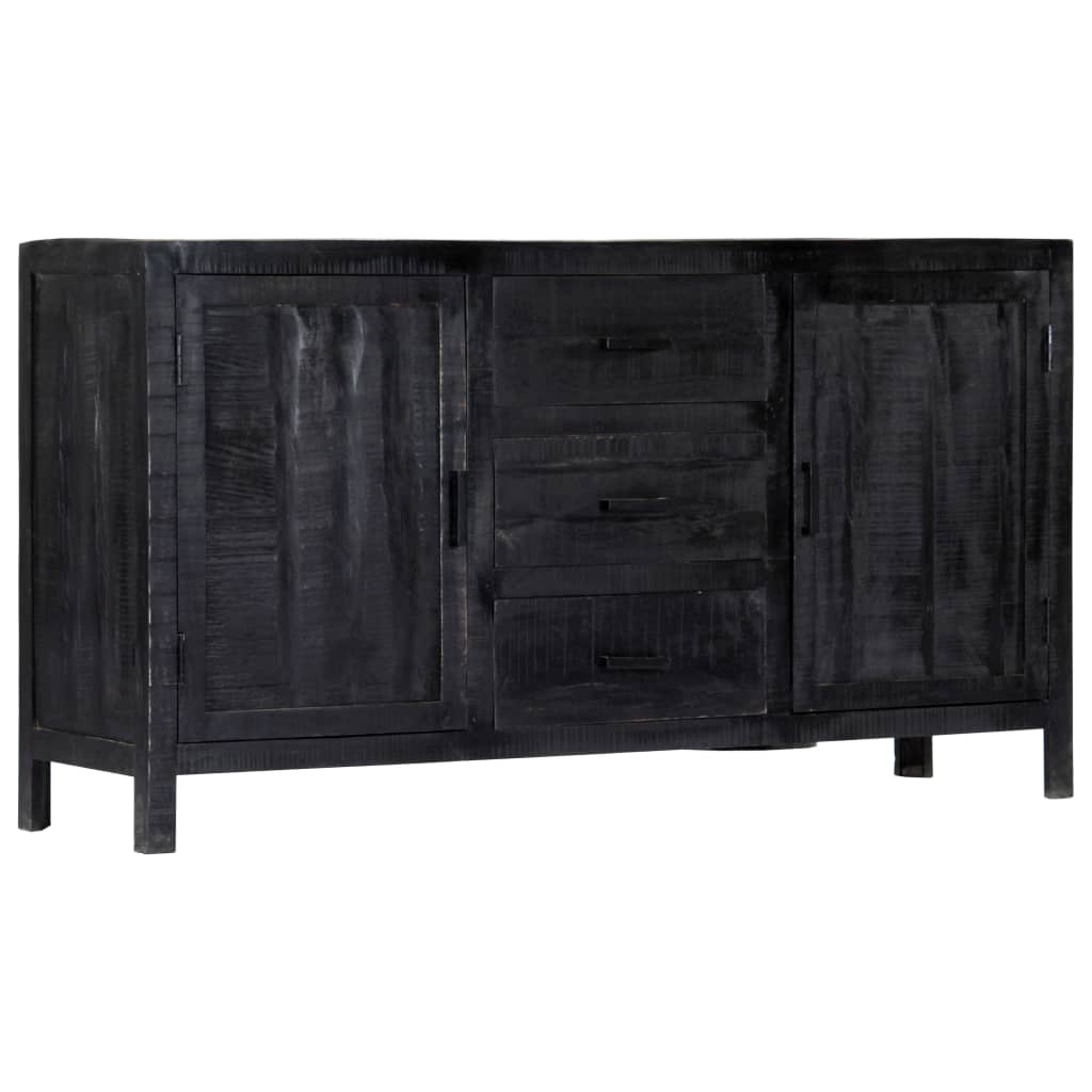 vidaXL Sideboard Schwarz 147x40x80 cm Massivholz Mango