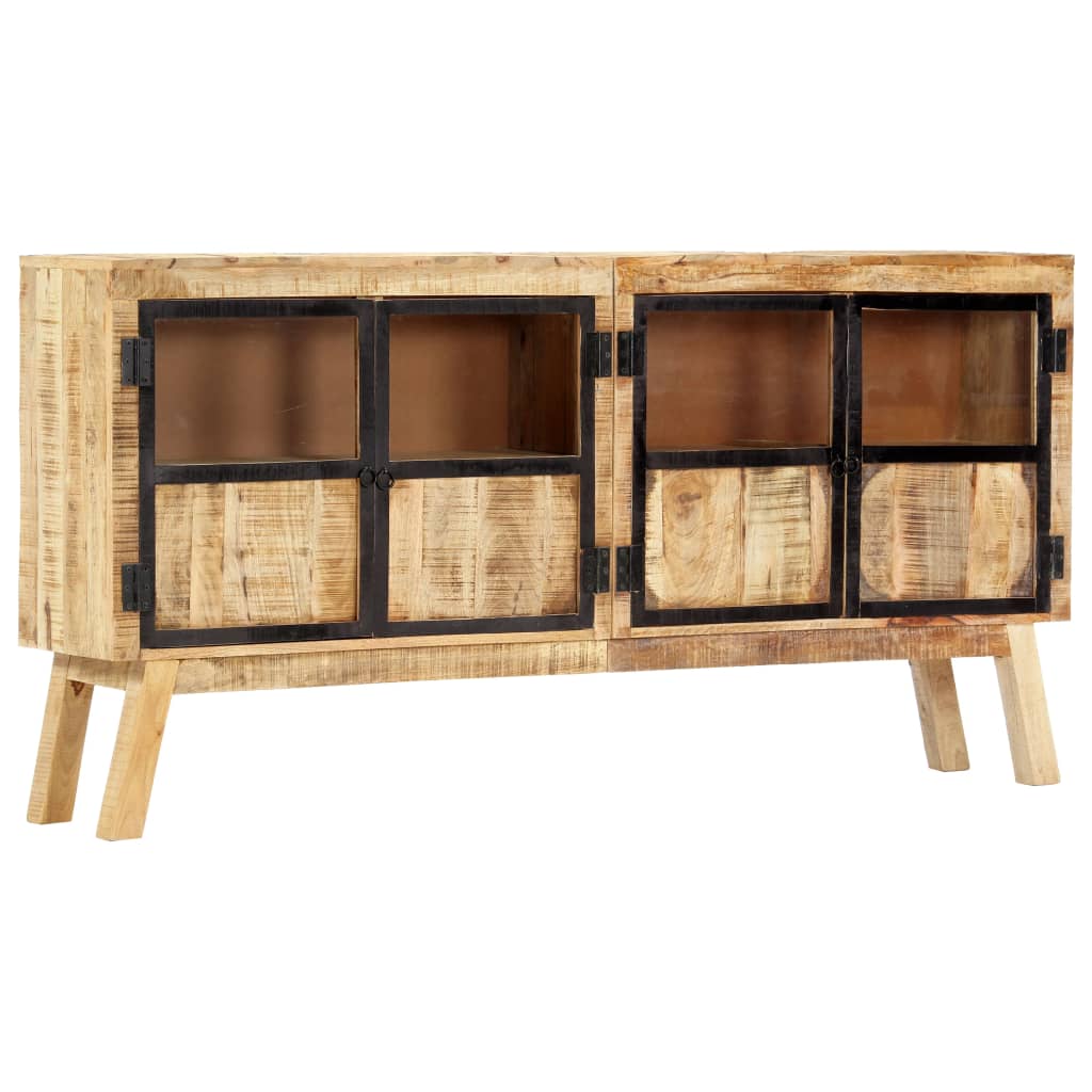 vidaXL Buffet marron et noir 160x30x80 cm Bois de manguier brut