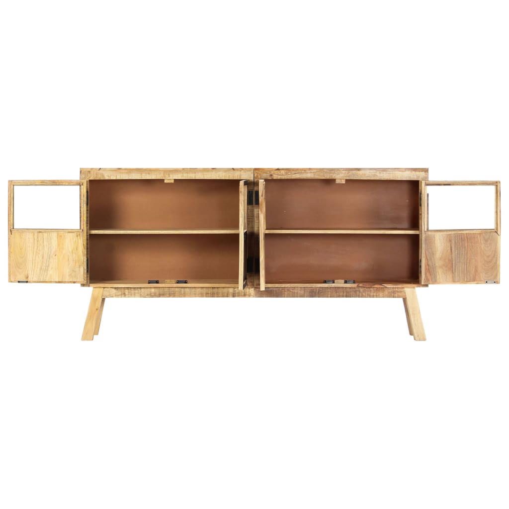 vidaXL Buffet marron et noir 160x30x80 cm Bois de manguier brut