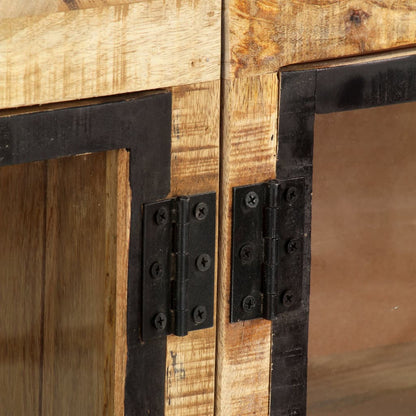 vidaXL Buffet marron et noir 160x30x80 cm Bois de manguier brut
