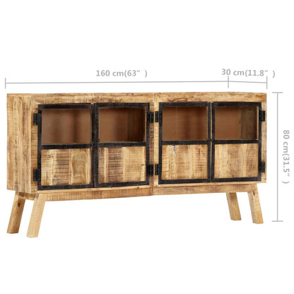 vidaXL Buffet marron et noir 160x30x80 cm Bois de manguier brut