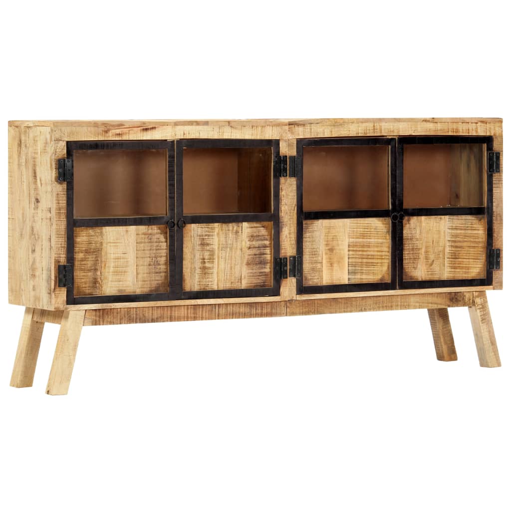 vidaXL Buffet marron et noir 160x30x80 cm Bois de manguier brut