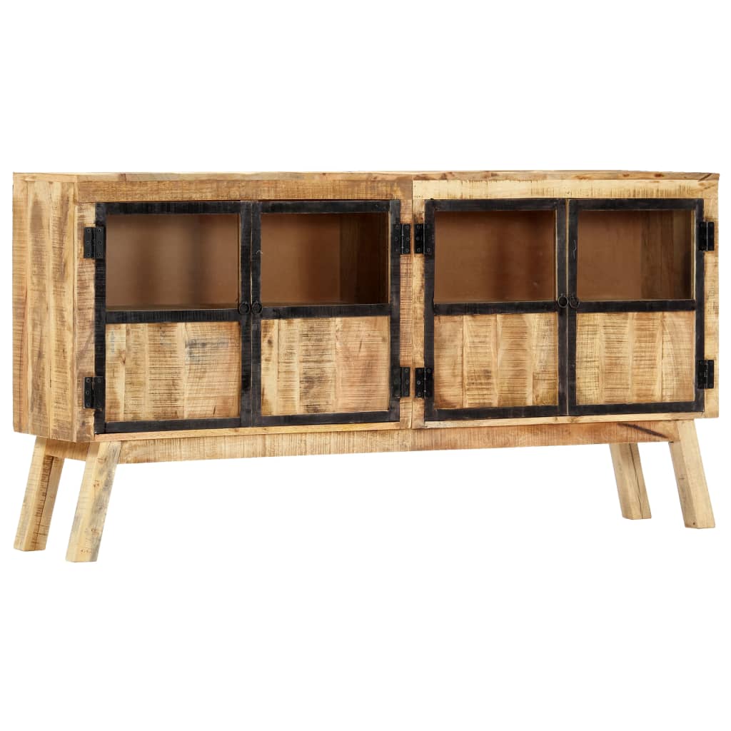 vidaXL Buffet marron et noir 160x30x80 cm Bois de manguier brut