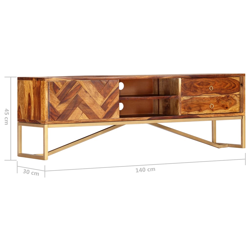 vidaXL Meuble TV 140x30x45 cm Bois d'acacia massif