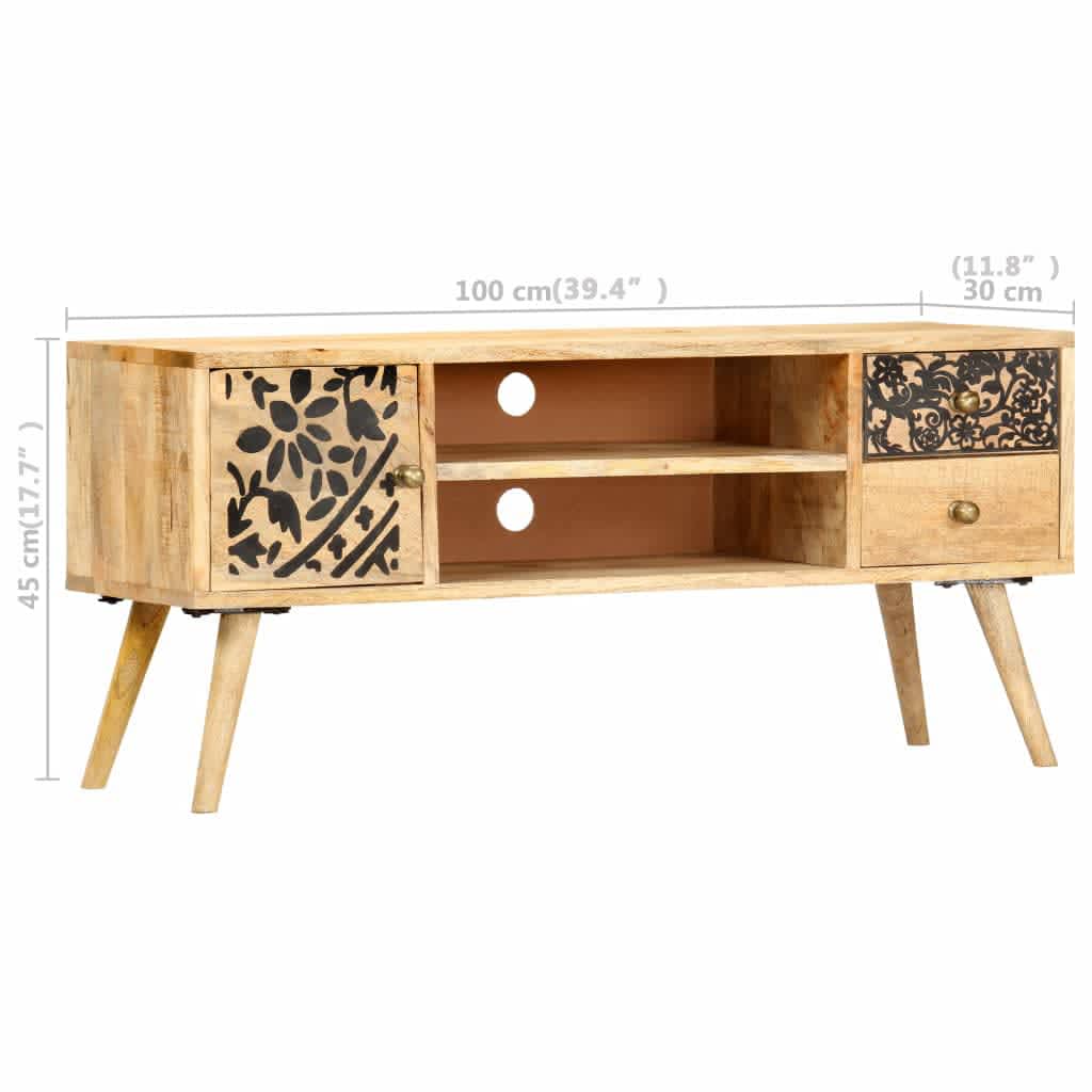 Meuble TV vidaXL 100x30x45 cm en bois de manguier massif