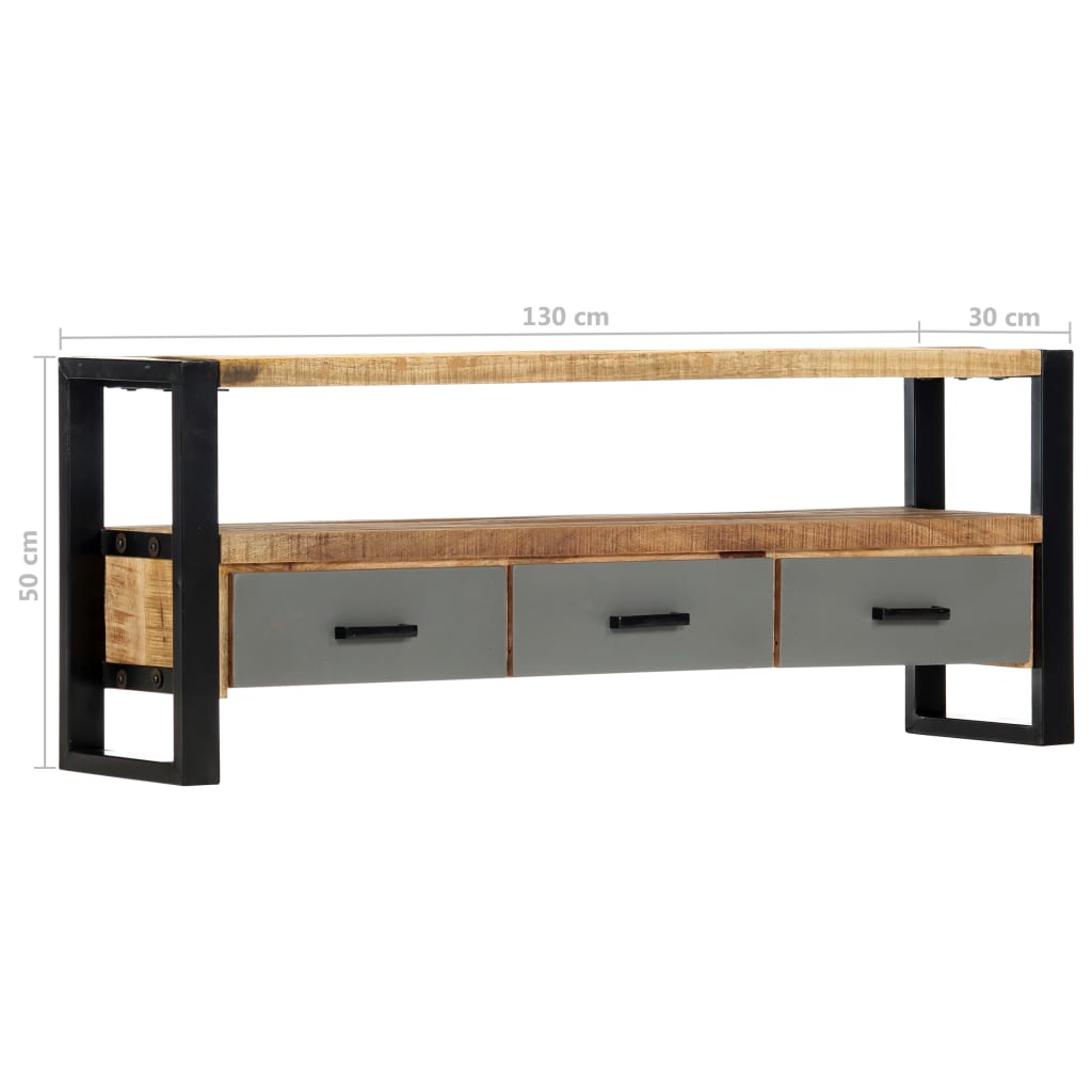 Meuble TV vidaXL 130 x 30 x 50 cm Bois de manguier massif