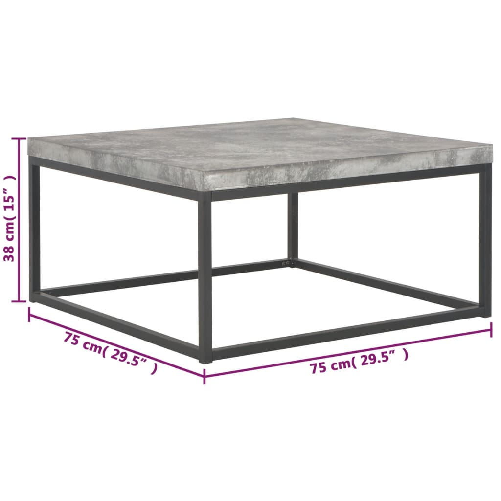 vidaXL Table basse 75×75×38 cm Aspect béton