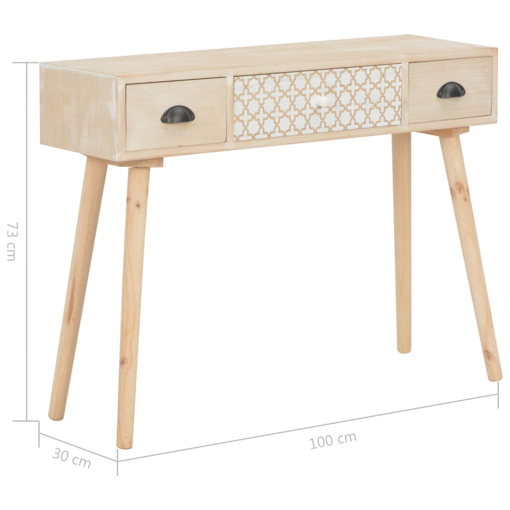 vidaXL Konsolentisch mit 3 Schubladen 100x30x73 cm Massivholz Kiefer